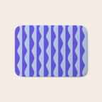 Retro Wavy Lines Pattern in Ocean Blue Bath Mat Gallery Image 1