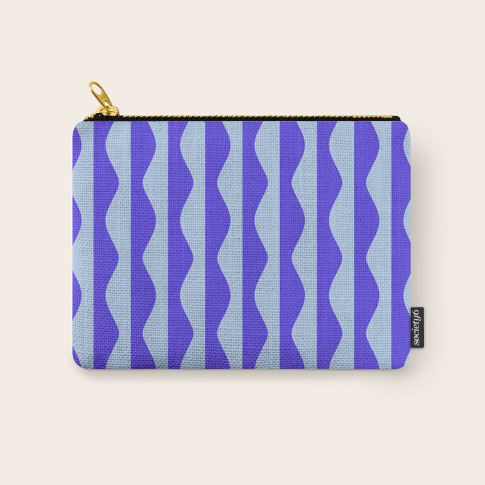 Retro Wavy Lines Pattern in Ocean Blue Carry All Pouch Gallery Image 1