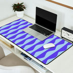 Retro Wavy Lines Pattern in Ocean Blue Desk Mat Gallery Image 2