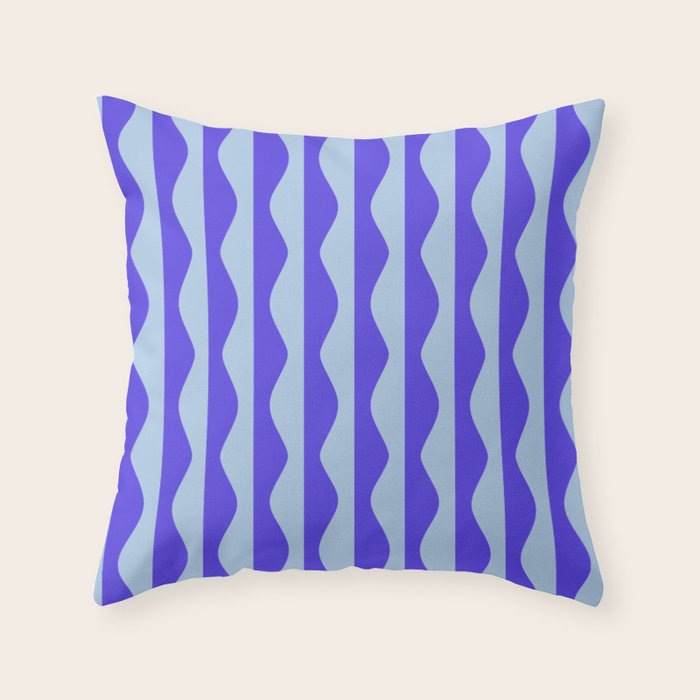 Retro Wavy Lines Pattern in Ocean Blue Throw Pillow Gallery Image 6