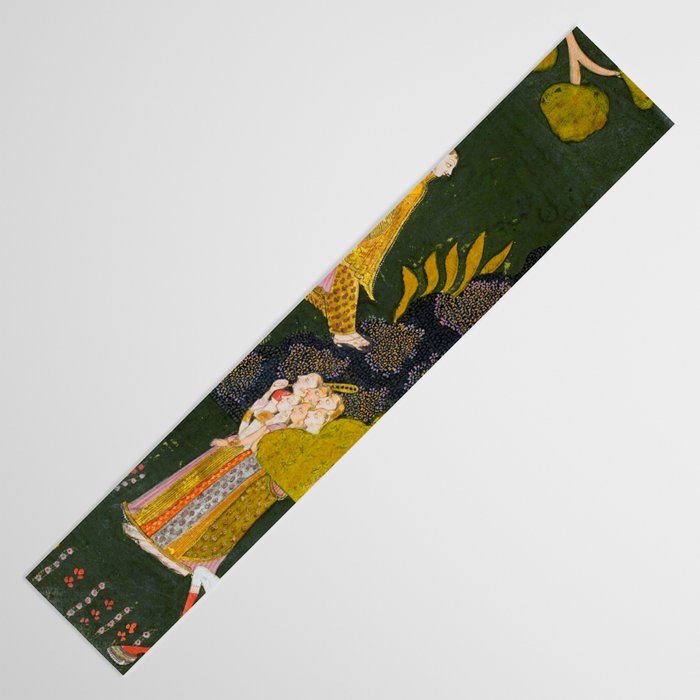 Maharaja Abhai Singh of Marwar (reigned 1724-49), Equestrian, Watching Girls Swinging at the Teej Festival Indian Miniature Painting  Table Runner Gallery Image 3