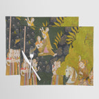 Maharaja Abhai Singh of Marwar (reigned 1724-49), Equestrian, Watching Girls Swinging at the Teej Festival Indian Miniature Painting  Placemat Gallery Image 1