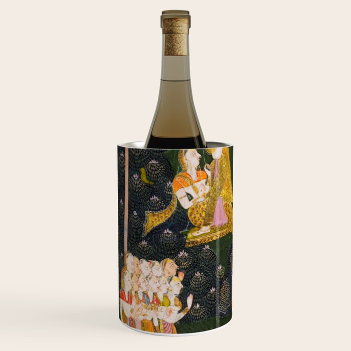 Maharaja Abhai Singh of Marwar (reigned 1724-49), Equestrian, Watching Girls Swinging at the Teej Festival Indian Miniature Painting  Wine Chiller Gallery Image 2