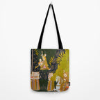 Maharaja Abhai Singh of Marwar (reigned 1724-49), Equestrian, Watching Girls Swinging at the Teej Festival Indian Miniature Painting  Tote Bag Gallery Image 2