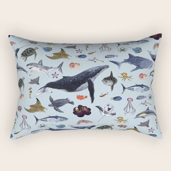 SEA CREATURES poster with names Rectangular Pillow Gallery Image 2