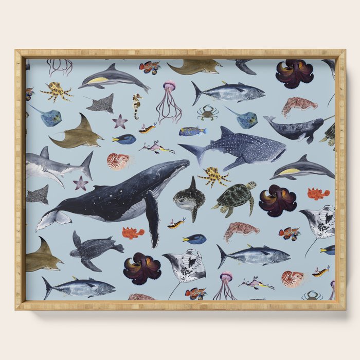 SEA CREATURES poster with names Serving Tray Gallery Image 1