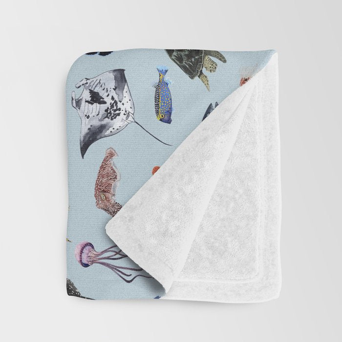 SEA CREATURES poster with names Throw Blanket Gallery Image 3