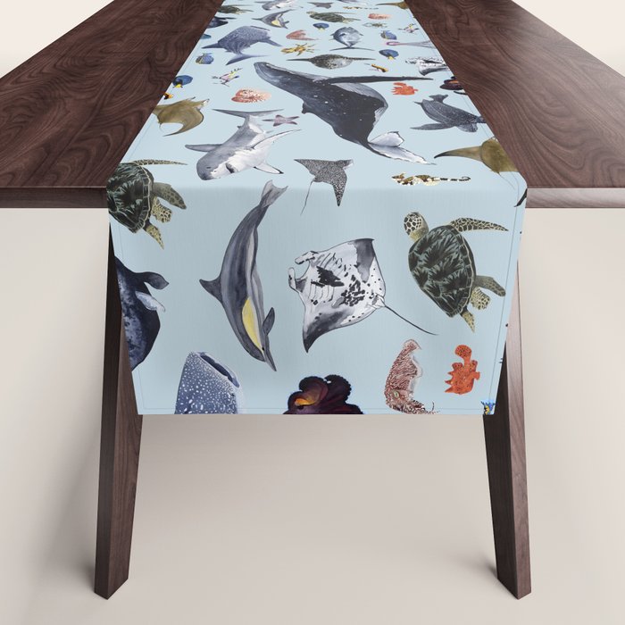 SEA CREATURES poster with names Table Runner Gallery Image 1