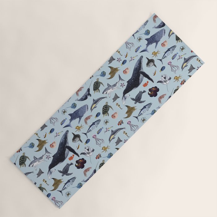 SEA CREATURES poster with names Yoga Mat Gallery Image 1