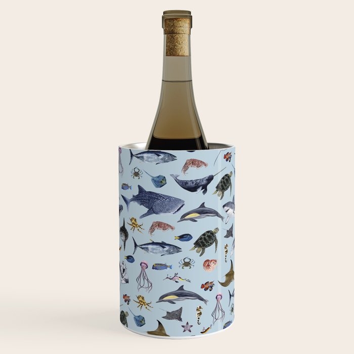 SEA CREATURES poster with names Wine Chiller Gallery Image 1