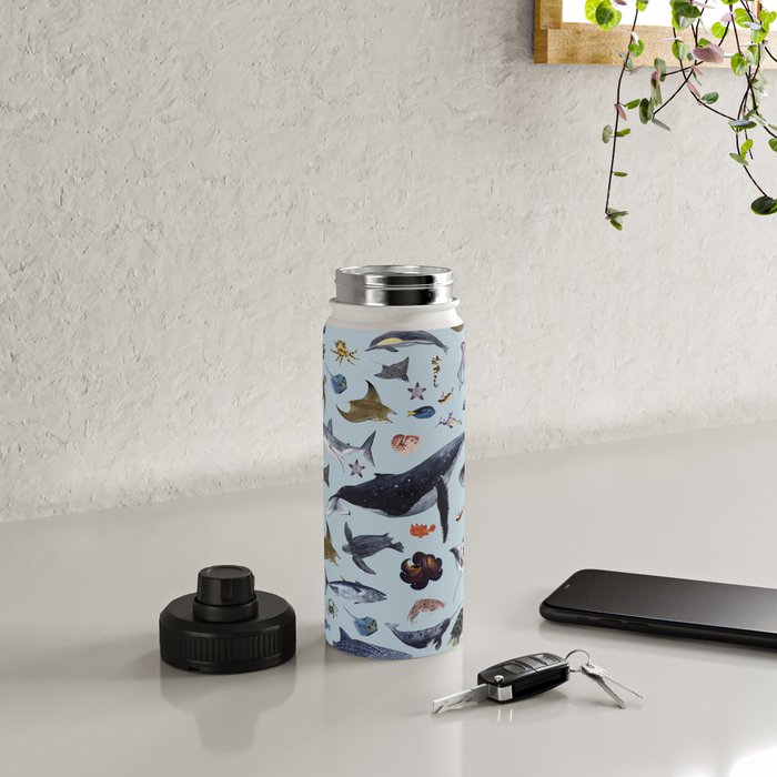 SEA CREATURES poster with names Water Bottle Gallery Image 4