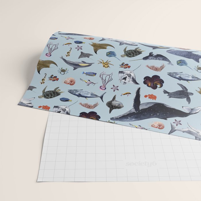 SEA CREATURES poster with names Wrapping Paper Gallery Image 2