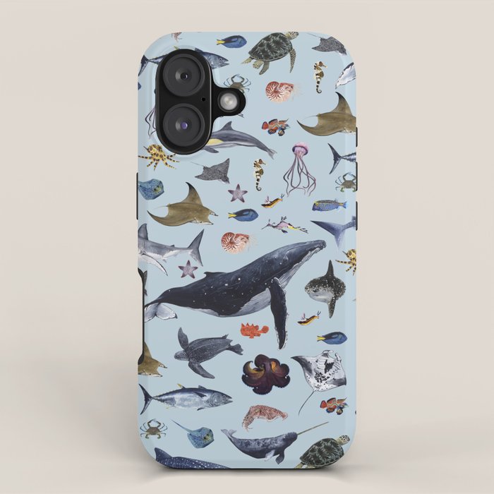 SEA CREATURES poster with names iPhone Case Gallery Image 1