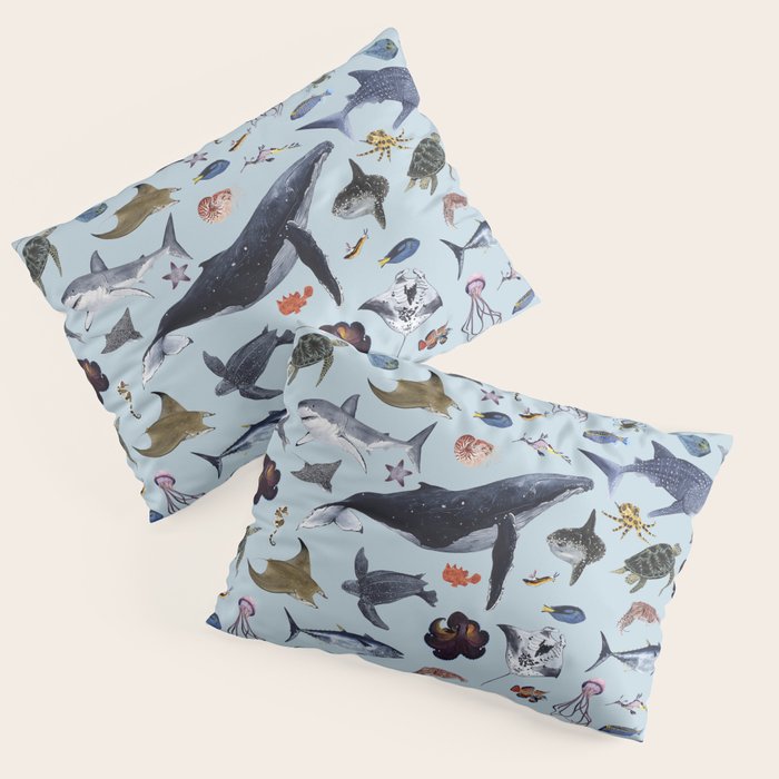 SEA CREATURES poster with names Pillow Sham Gallery Image 3