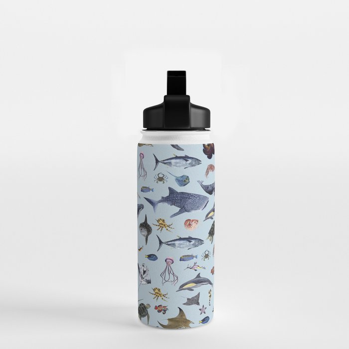 SEA CREATURES poster with names Water Bottle Gallery Image 2