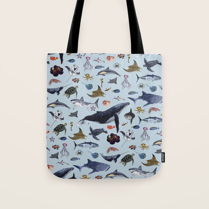 SEA CREATURES poster with names Tote Bag Gallery Image 1