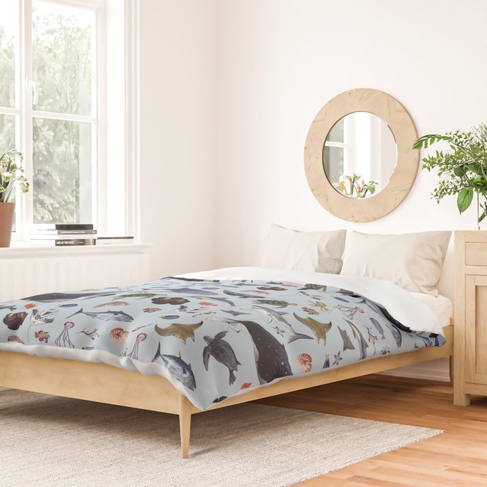 SEA CREATURES poster with names Duvet Cover Gallery Image 2