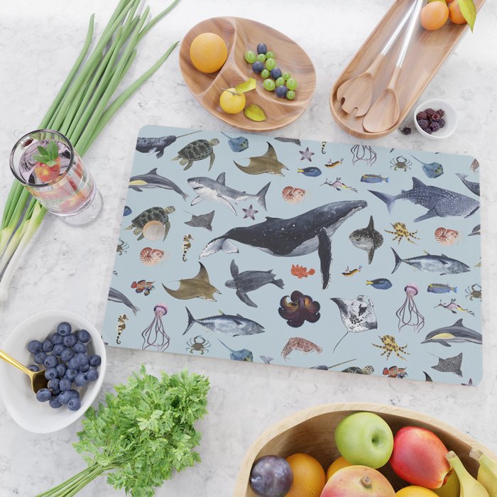 SEA CREATURES poster with names Cutting Board Gallery Image 2