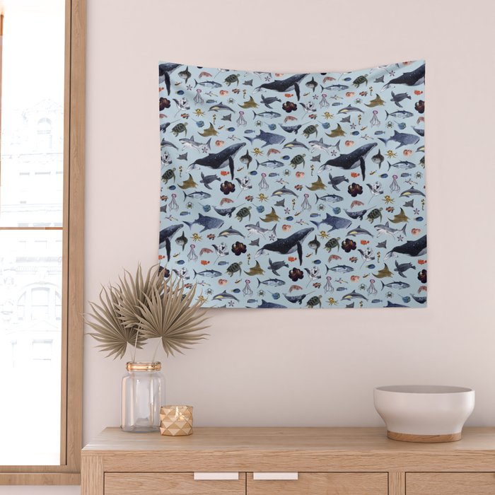 SEA CREATURES poster with names Wall Tapestry Gallery Image 2