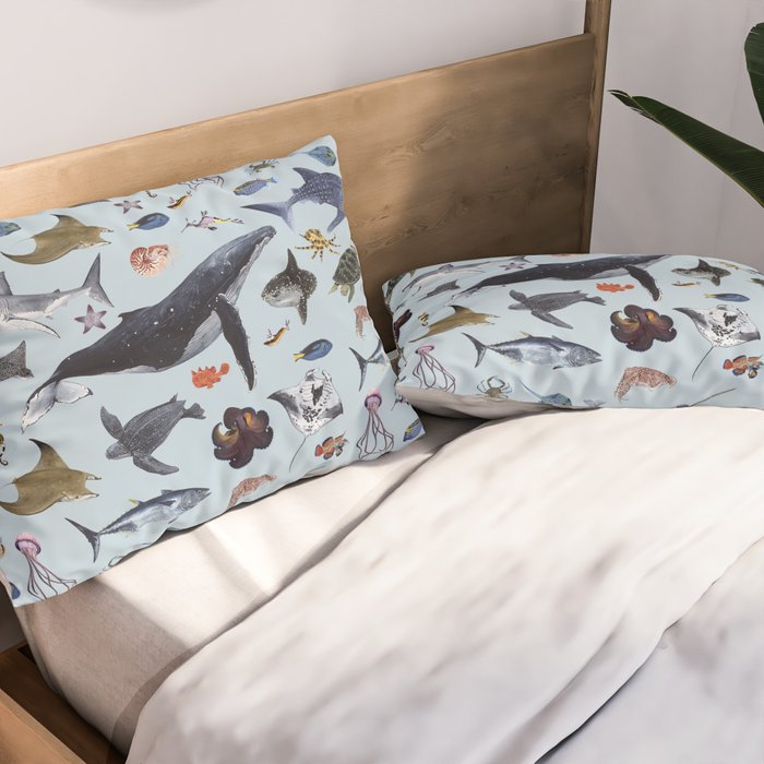 SEA CREATURES poster with names Pillow Sham Gallery Image 2