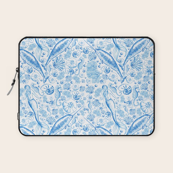 Mermaid Toile - Blue Laptop Sleeve Gallery Image 1
