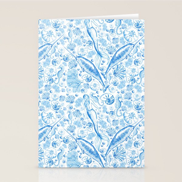 Mermaid Toile - Blue Stationery Card Gallery Image 2