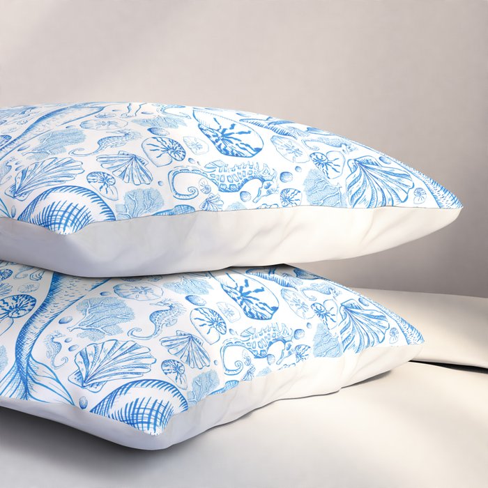 Mermaid Toile - Blue Pillow Sham Gallery Image 3