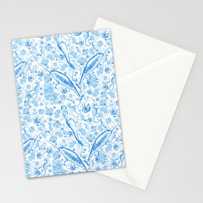 Mermaid Toile - Blue Stationery Card Gallery Image 2