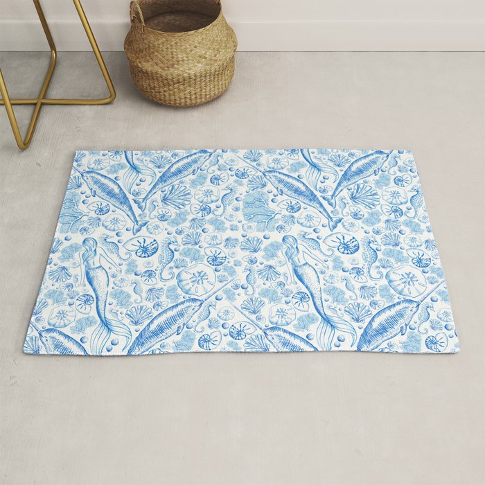 Mermaid Toile - Blue Rug Gallery Image 1
