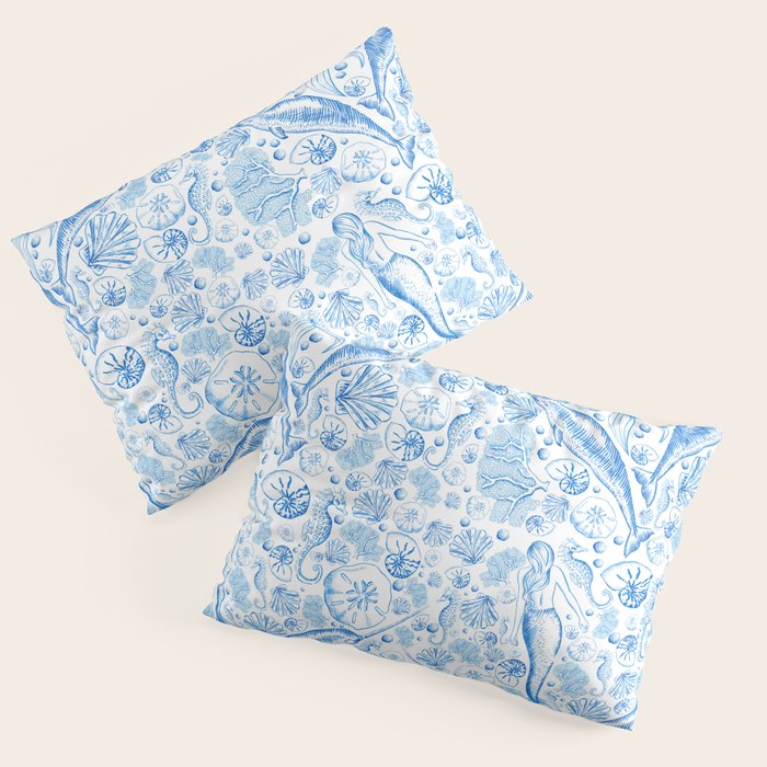 Mermaid Toile - Blue Pillow Sham Gallery Image 3