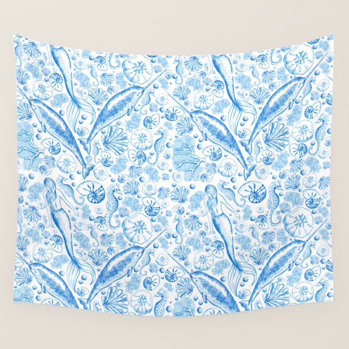 Mermaid Toile - Blue Wall Tapestry Gallery Image 1