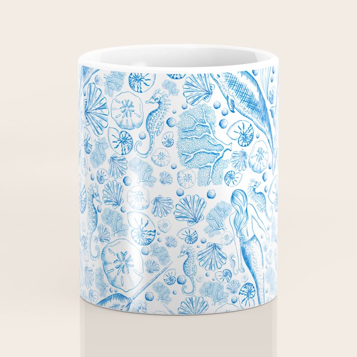 Mermaid Toile - Blue Coffee Mug Gallery Image 4