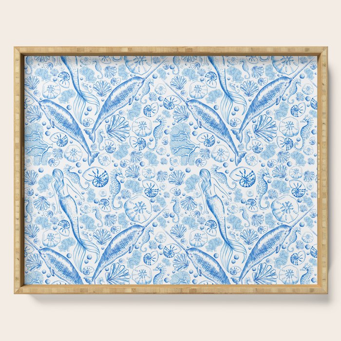 Mermaid Toile - Blue Serving Tray Gallery Image 1