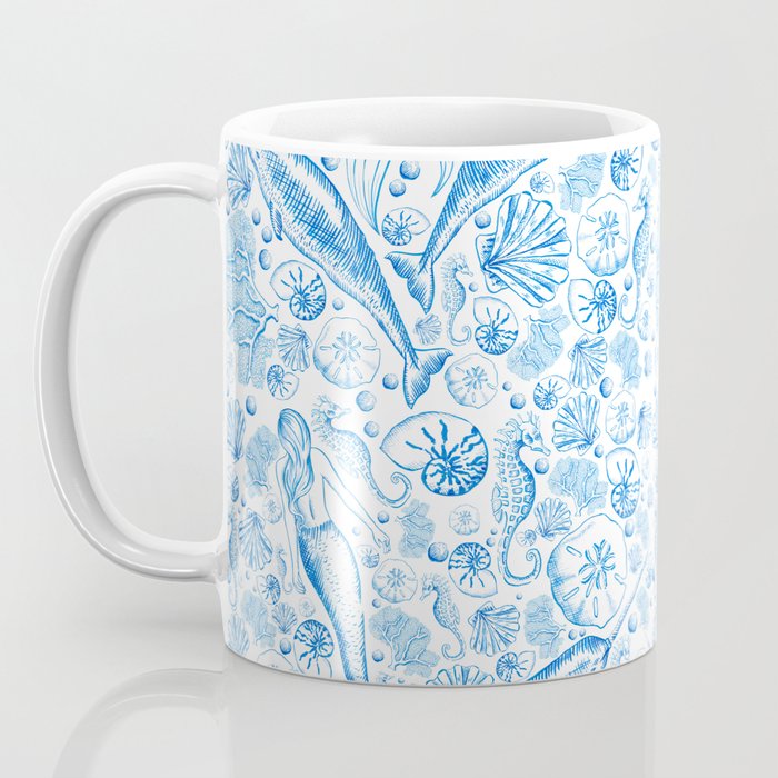 Mermaid Toile - Blue Coffee Mug Gallery Image 3
