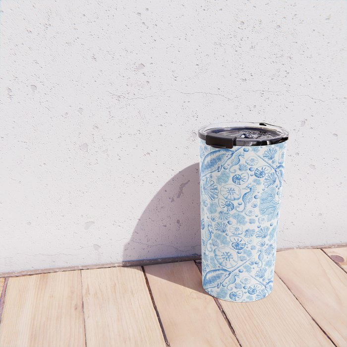 Mermaid Toile - Blue Travel Mug Gallery Image 4