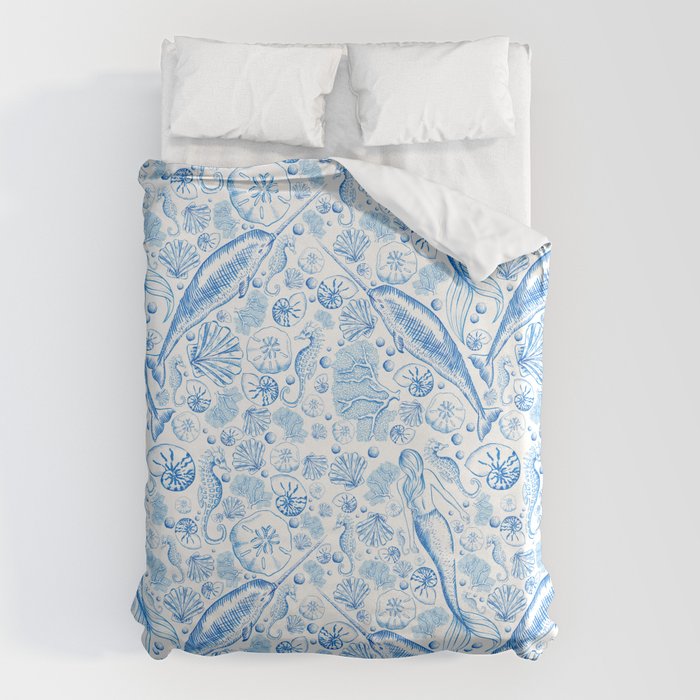 Mermaid Toile - Blue Duvet Cover Gallery Image 1