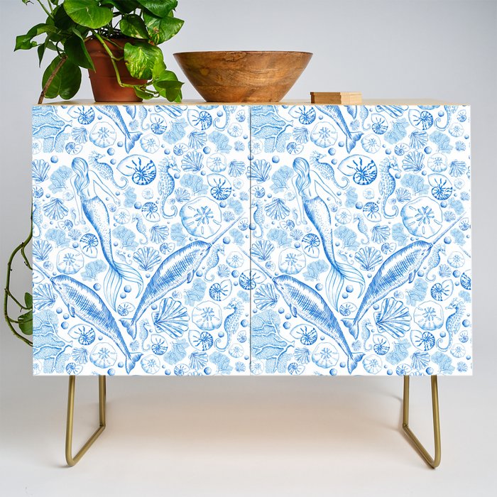 Mermaid Toile - Blue Credenza Gallery Image 1