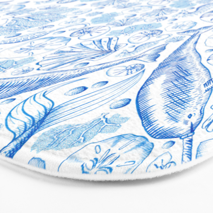 Mermaid Toile - Blue Bath Mat Gallery Image 3