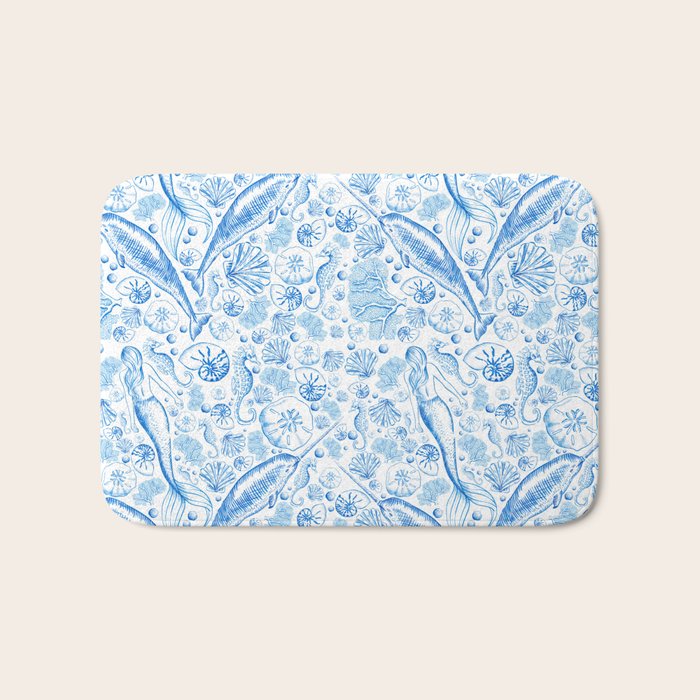Mermaid Toile - Blue Bath Mat Gallery Image 1