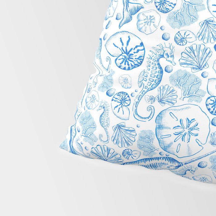 Mermaid Toile - Blue Pillow Sham Gallery Image 4