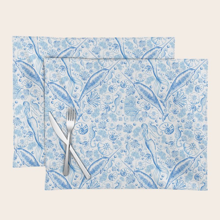 Mermaid Toile - Blue Placemat Gallery Image 1
