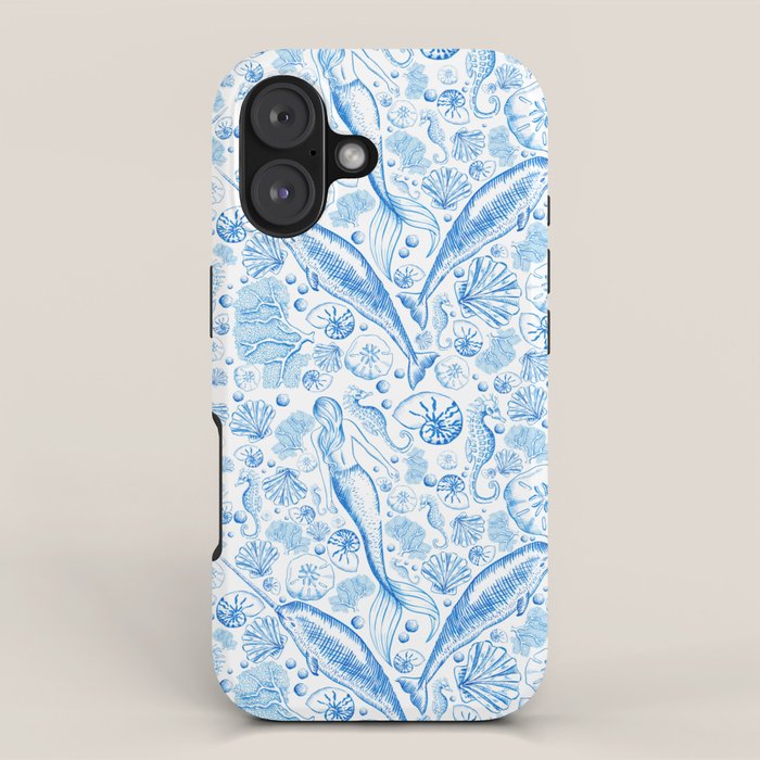 Mermaid Toile - Blue iPhone Case Gallery Image 1
