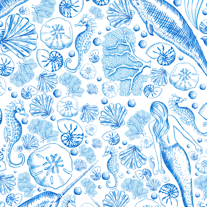 Mermaid Toile - Blue Coffee Mug Gallery Image 2