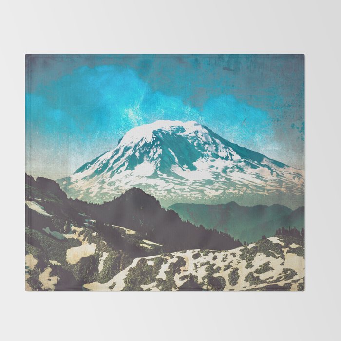 Mt Adams from Mt Rainier Washington State - Nature Photography Throw Blanket Gallery Image 2