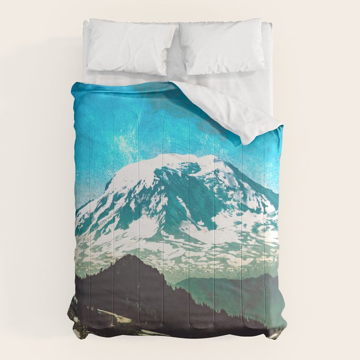 Mt Adams from Mt Rainier Washington State - Nature Photography Comforter Gallery Image 1
