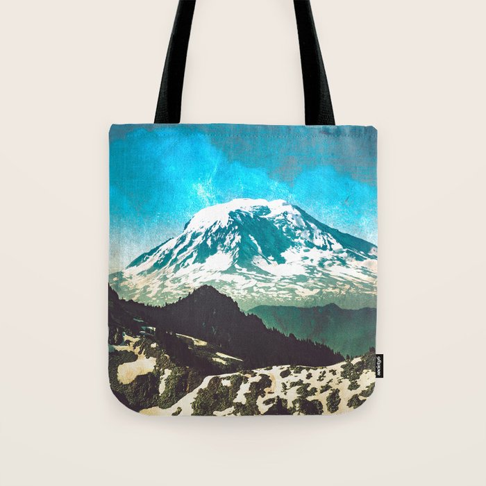 Mt Adams from Mt Rainier Washington State - Nature Photography Tote Bag Gallery Image 1