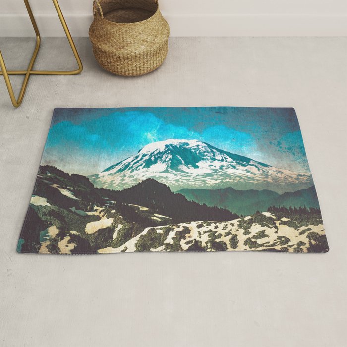 Mt Adams from Mt Rainier Washington State - Nature Photography Rug Gallery Image 1