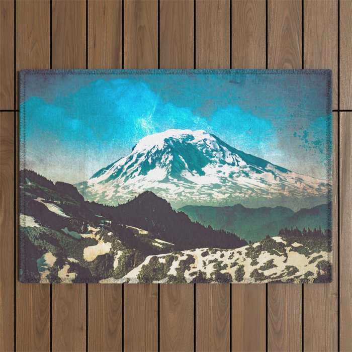 Mt Adams from Mt Rainier Washington State - Nature Photography Outdoor Rug Gallery Image 1
