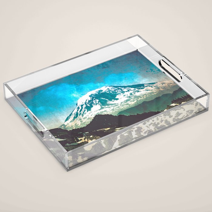 Mt Adams from Mt Rainier Washington State - Nature Photography Acrylic Tray Gallery Image 1