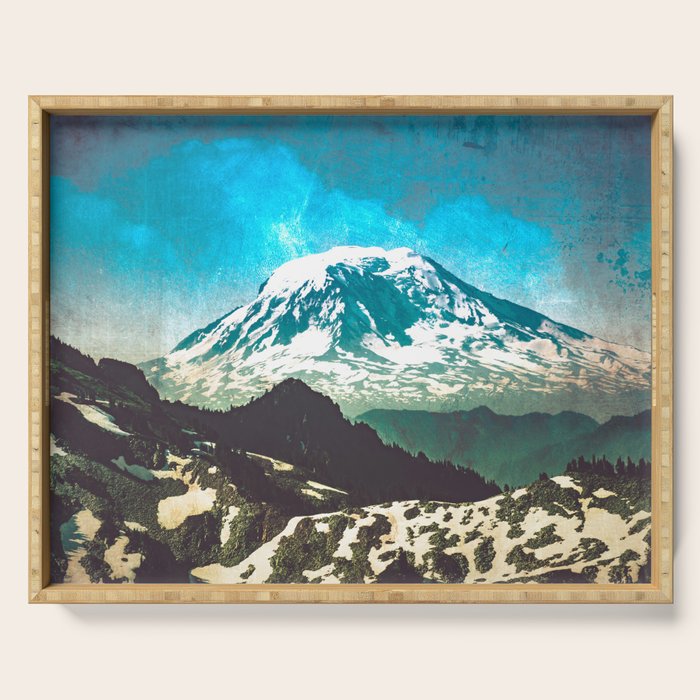 Mt Adams from Mt Rainier Washington State - Nature Photography Serving Tray Gallery Image 1